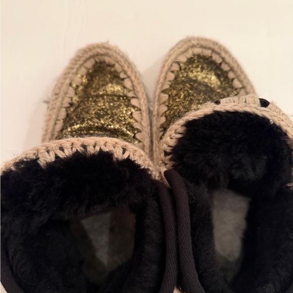 Free People MOU Eskimo sneaker boots limited edition black with gold sparkles - Picture 6 of 13